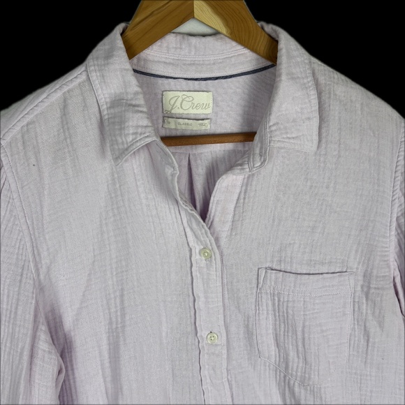J.Crew Women Cotton Waffle Gauze long Sleeve Button Down Shirt Sz 12 Beach Coast - Picture 2 of 8